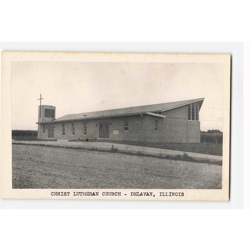 RPPC Christ Lutheran Church Delavan Illinois IL 1950s Real Photo Postcard